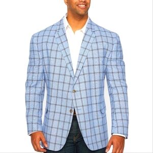 Stafford Light Blue Plaid Blazer
